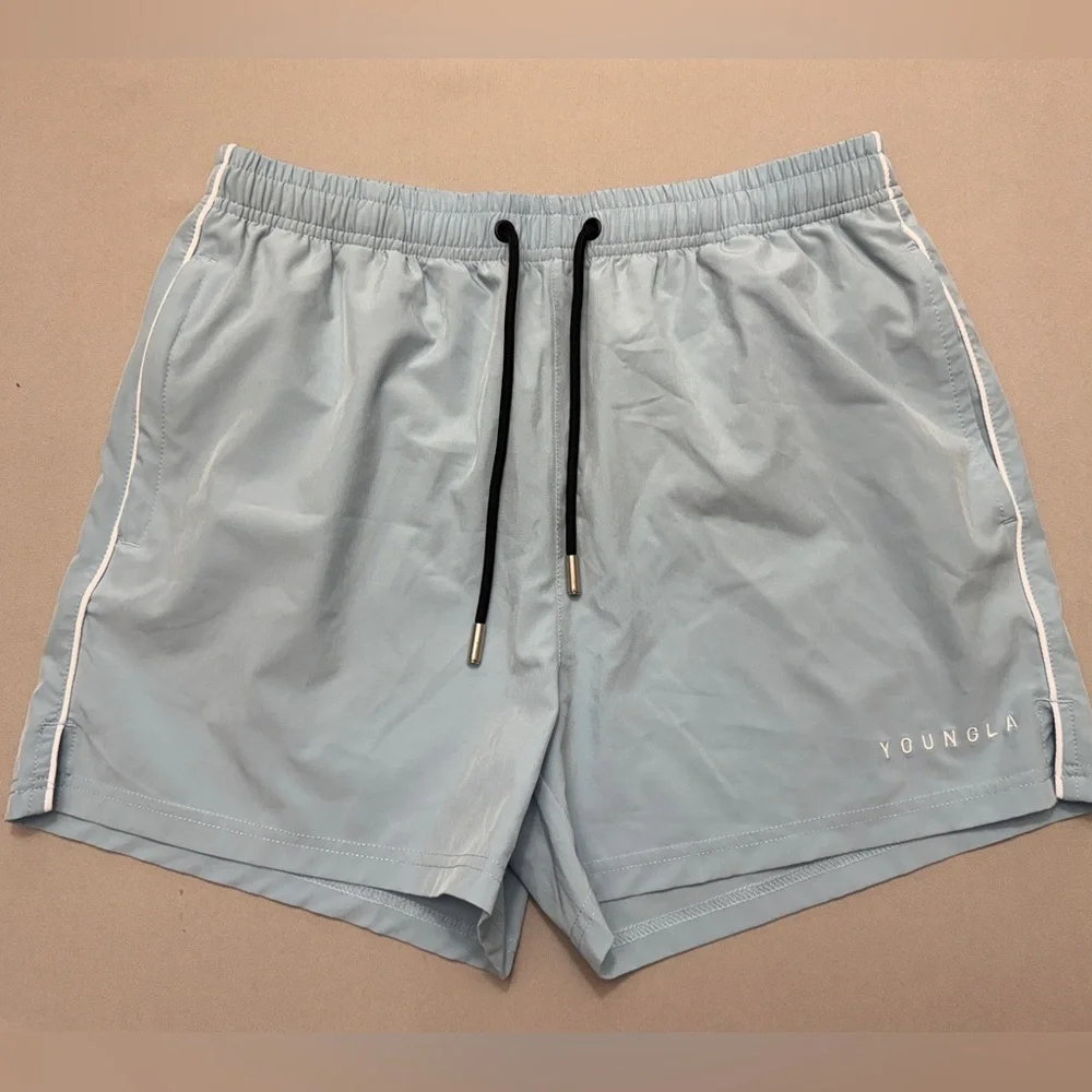 YoungLA Light Blue Elastic Waist Swim Shorts size large - Picture 1 of 5